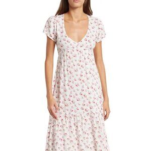 NWT VELVET TORCH NEW Rustic Prairie High Low Dress Size L Ivory Floral Tiered